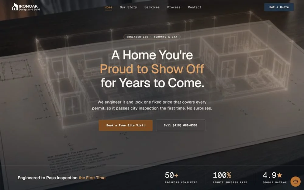 IronOak: a renovation lead-capture website