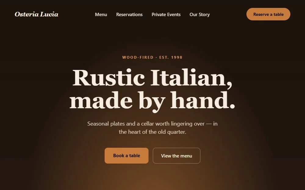 Example restaurant website (placeholder)