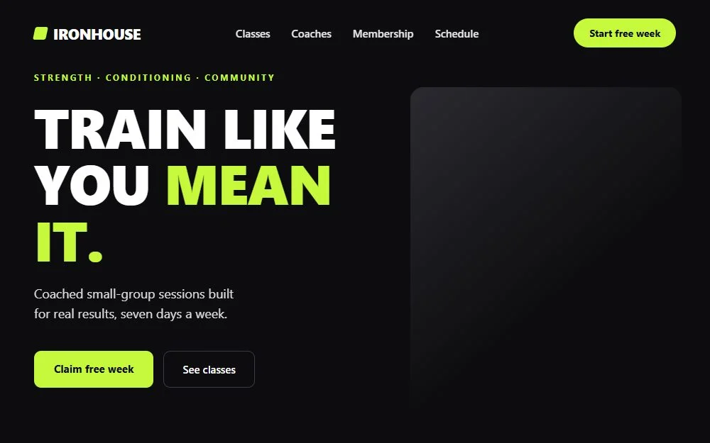 Example fitness studio website (placeholder)